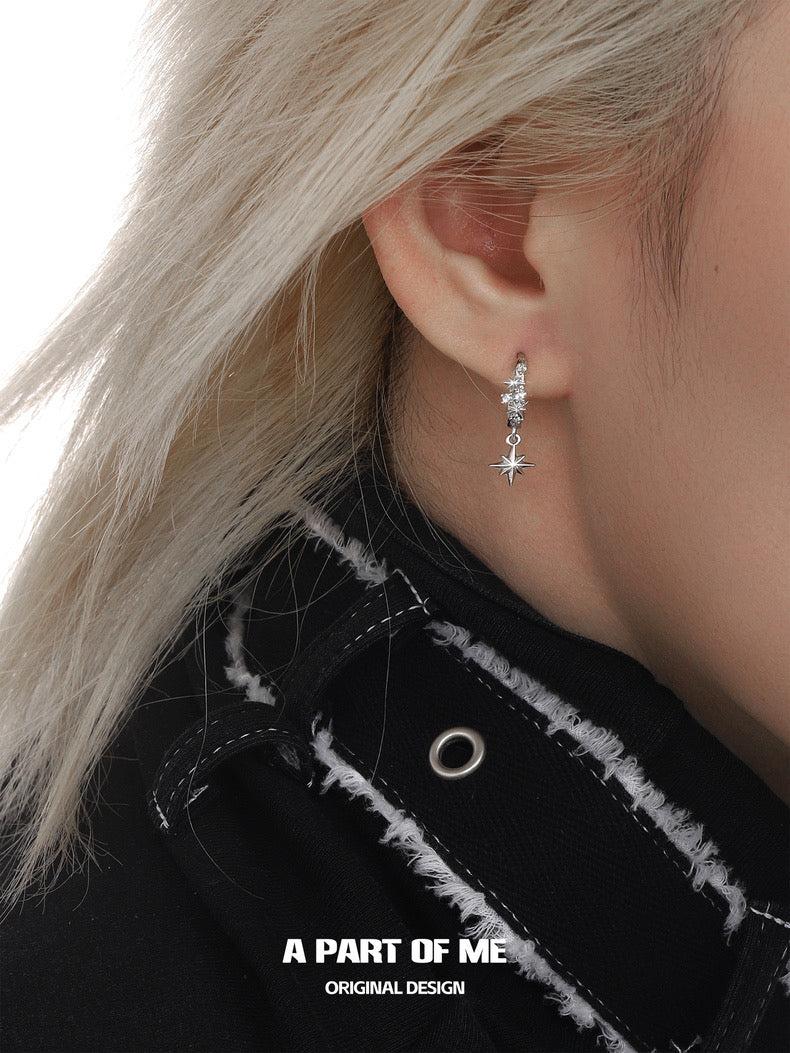 Snowflakes S925 Sterling Silver Holiday Season Huggies Earrings