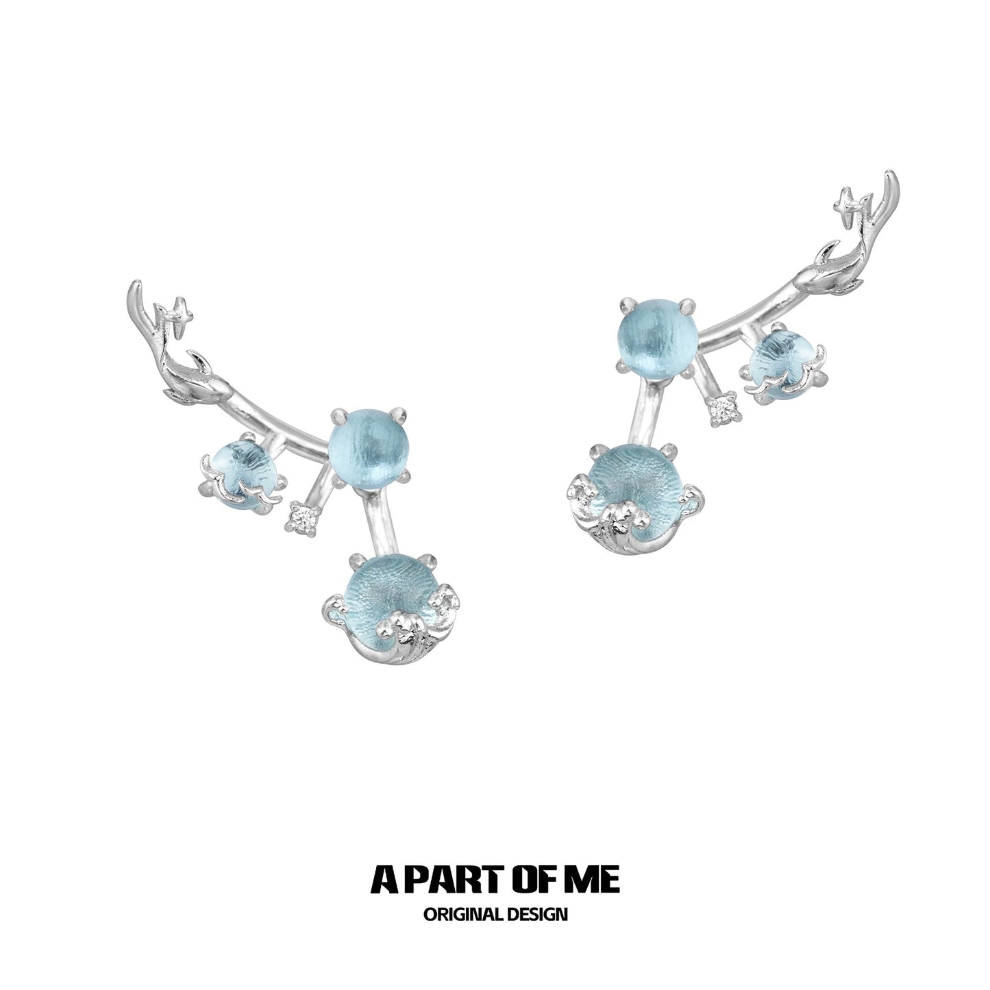 Mountain & Sea 18K Platinum Plating Glass Beads Detachable Earrings