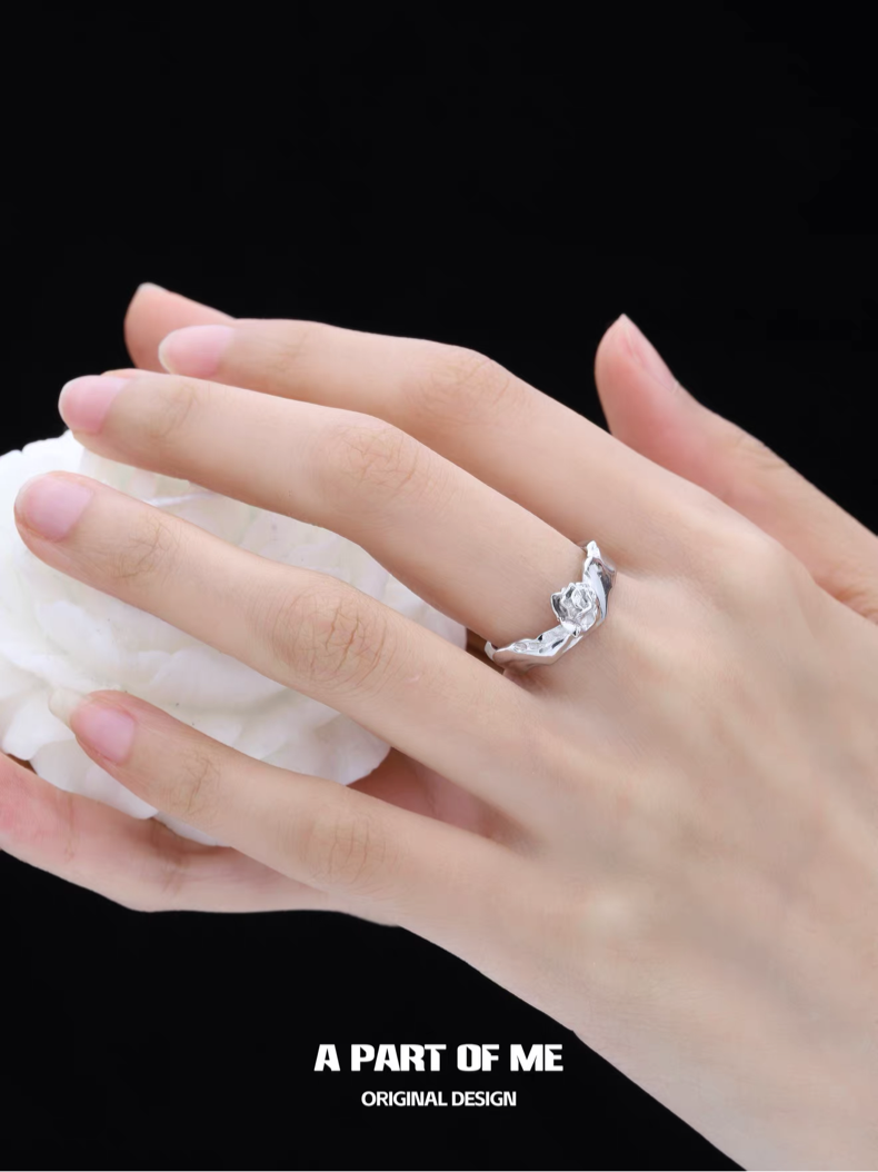 Rose S925 Sterling Silver Adjustable Ring