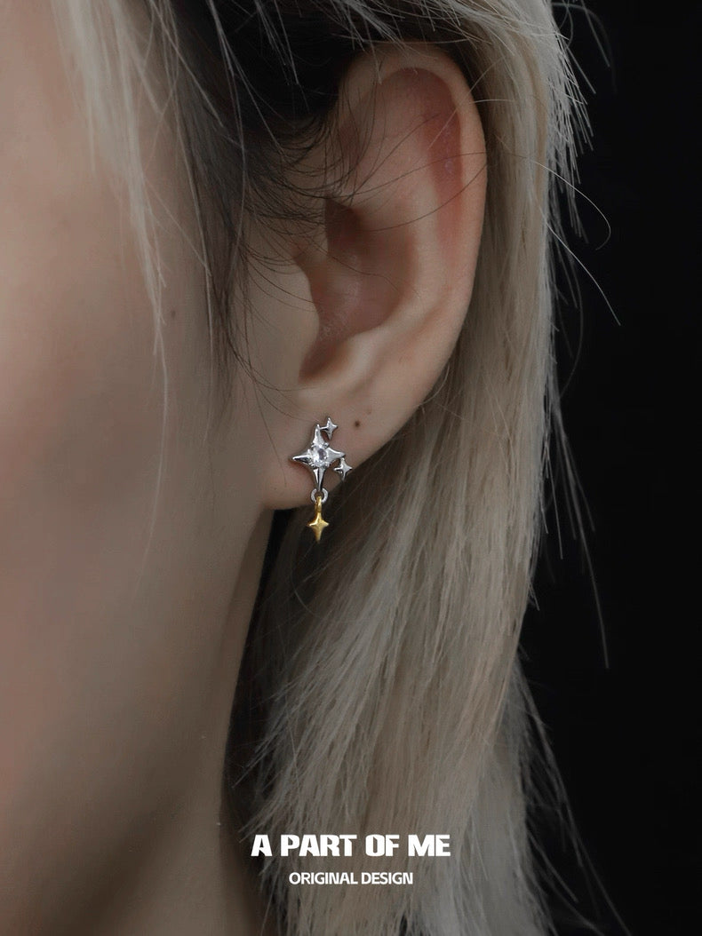 Golden Star S925 Sterling Silver Stud Earrings