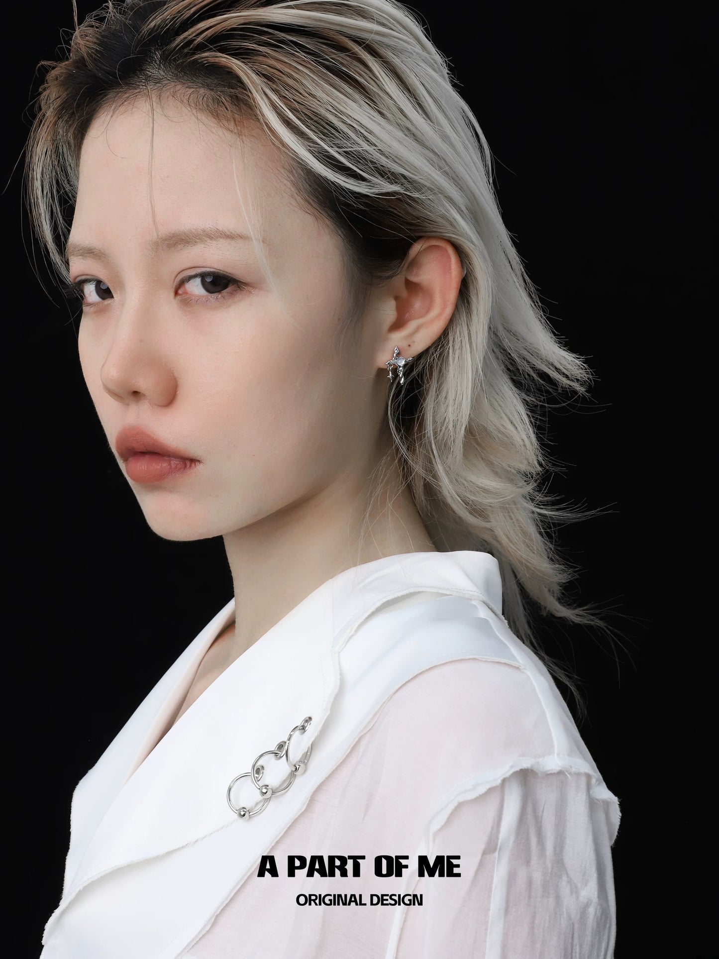 White Marble Star 18K Platinum Plating White Agate Stud Earrings
