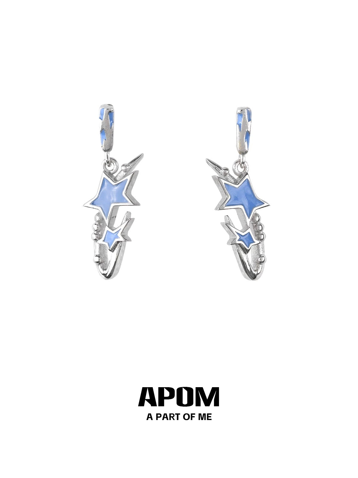 Blue Star 18K Platinum Plating Y2K Retro Stud Earrings