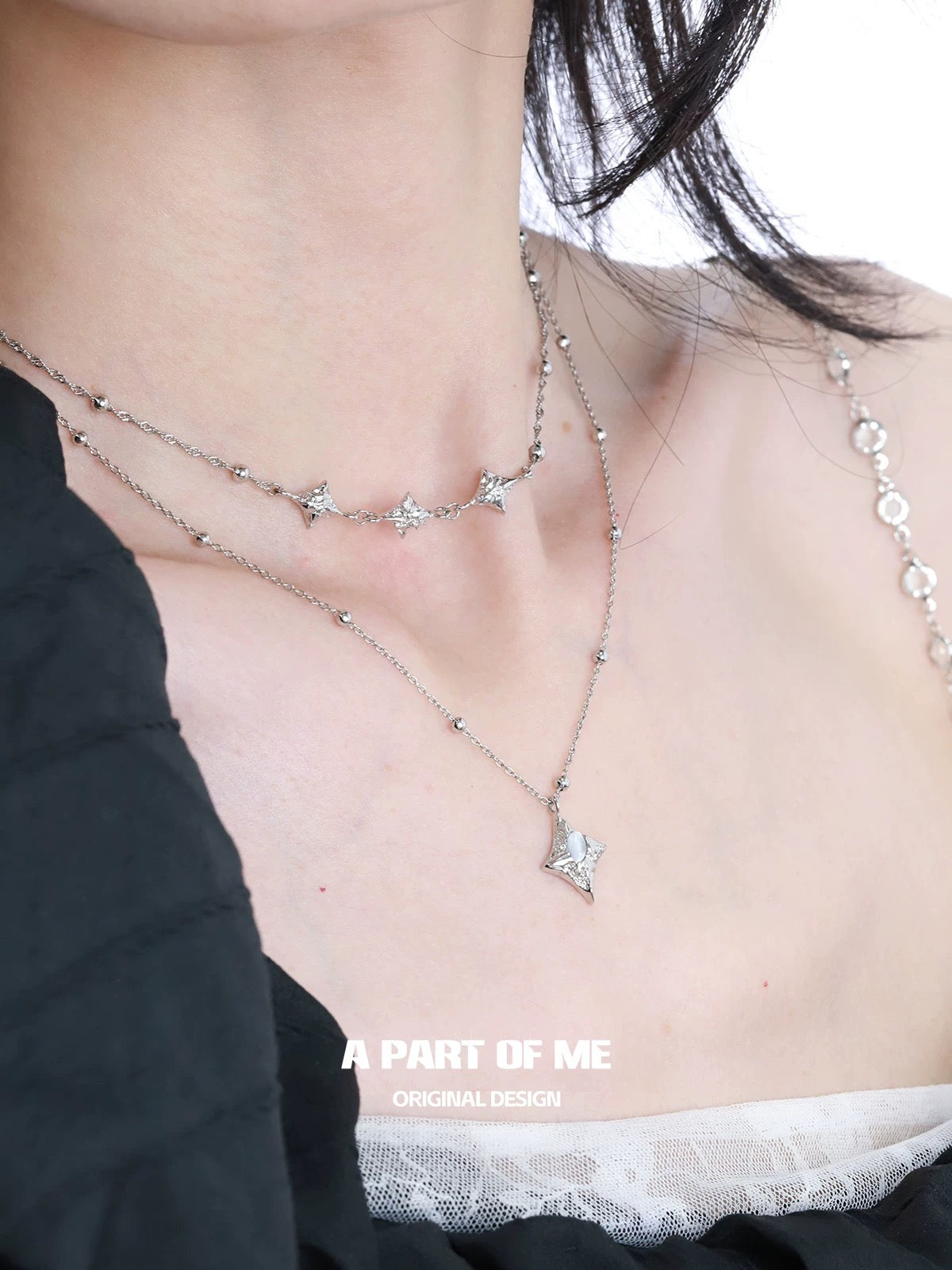 Starlight S925 Sterling Silver Double Layered Necklace