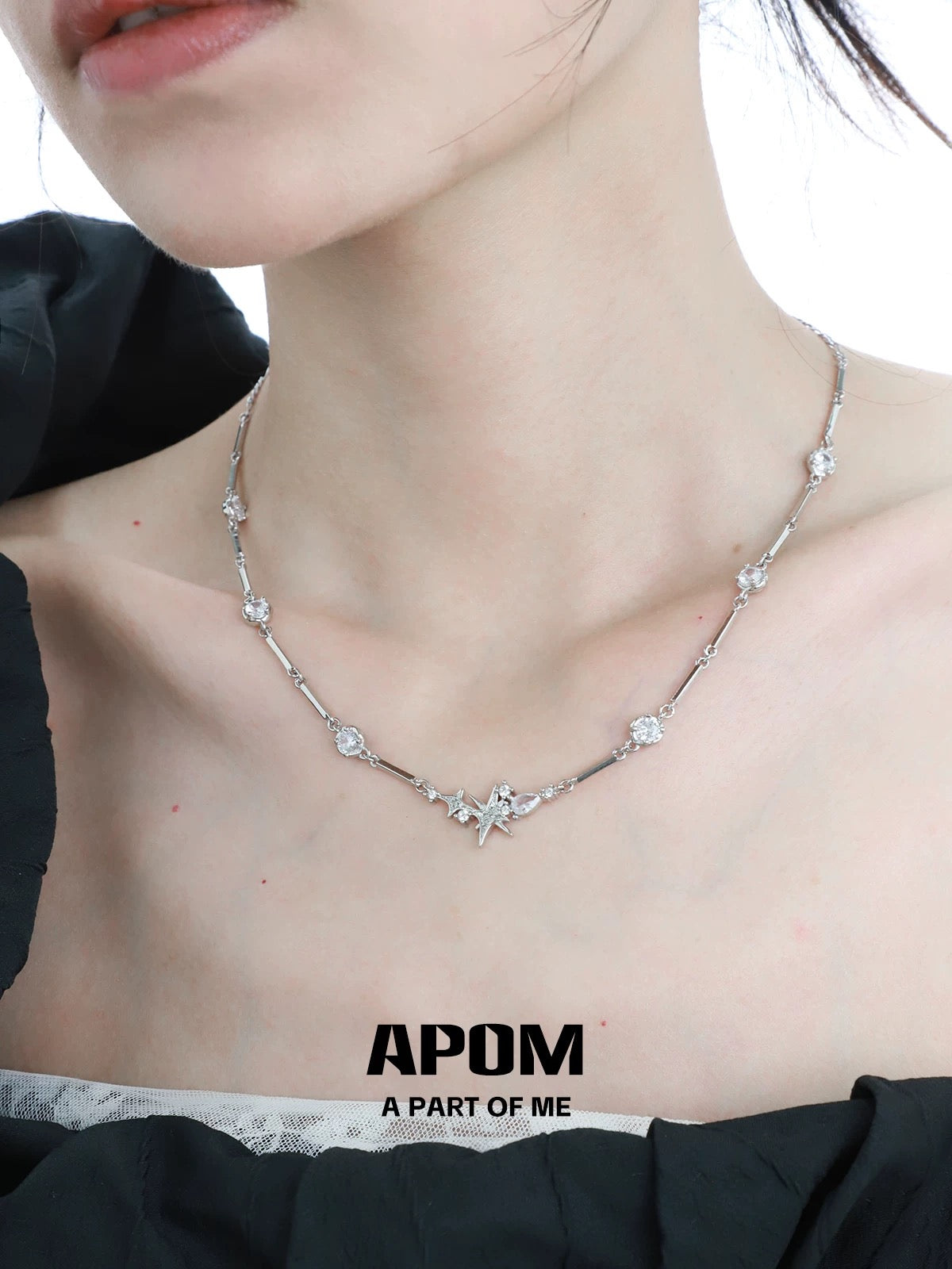 Sparkling 18K Platinum Plating Star Necklace Combo