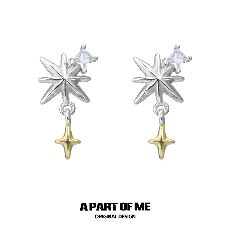 Golden Star S925 Sterling Silver Guardian Star Stud Earrings