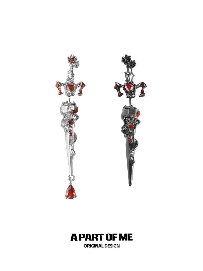 God of War 18K Platinum Plating Rose Sword Earrings
