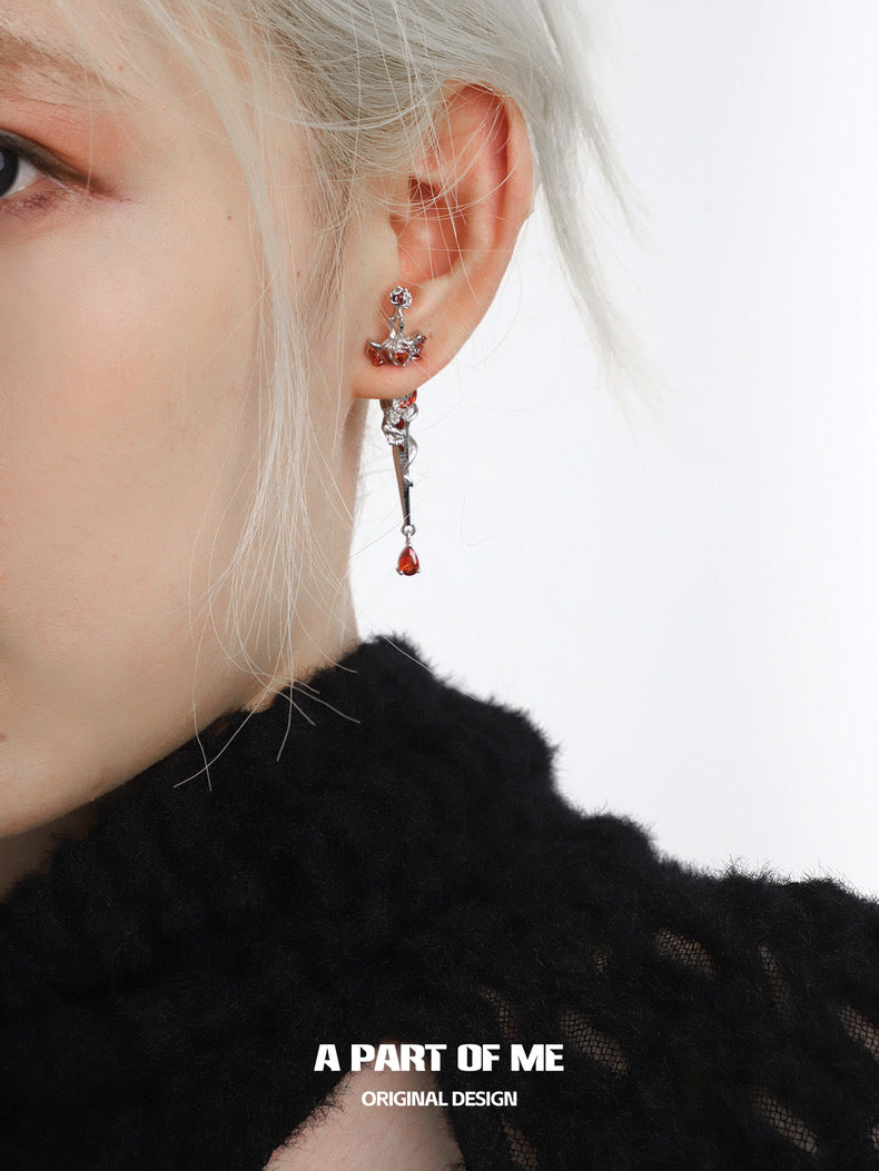 God of War 18K Platinum Plating Rose Sword Earrings