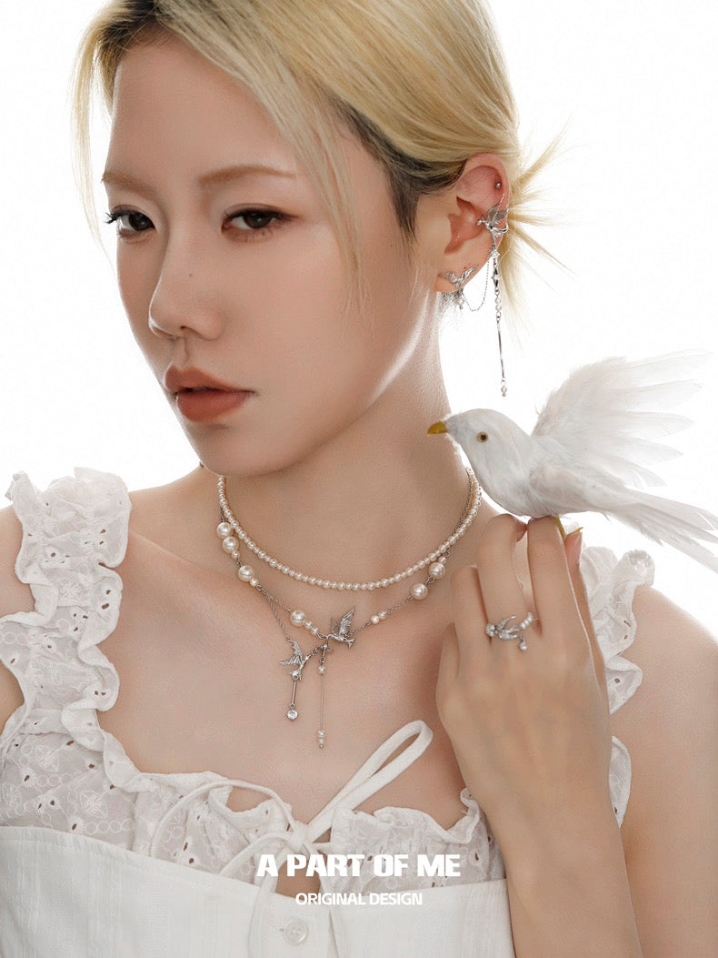 Celestial Plumage S925 Sterling Silver Pearl Ring