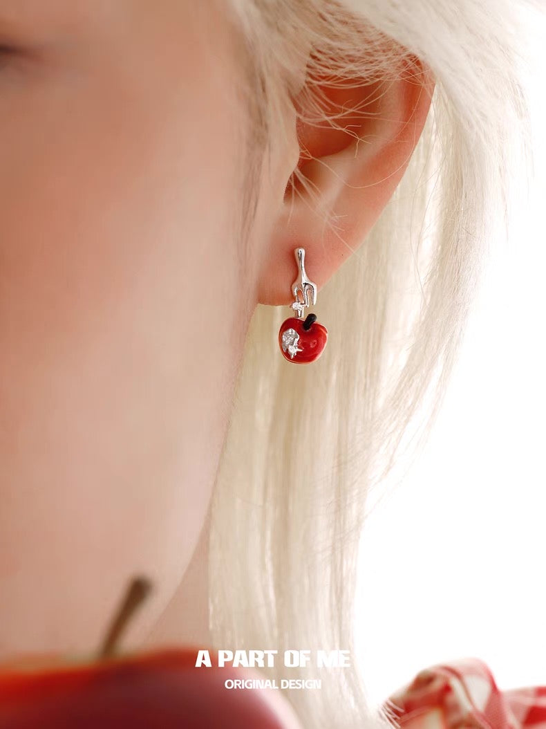 Apple Slice 18K Platinum Plating Stud Detachable Earrings