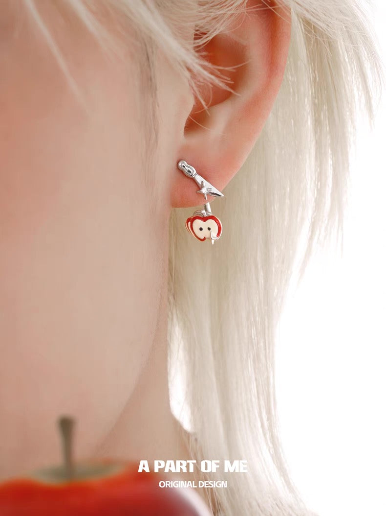 Apple Slice 18K Platinum Plating Stud Detachable Earrings