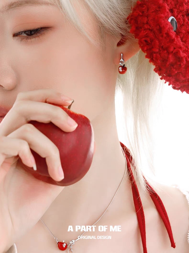 Apple Slice 18K Platinum Plating Stud Detachable Earrings