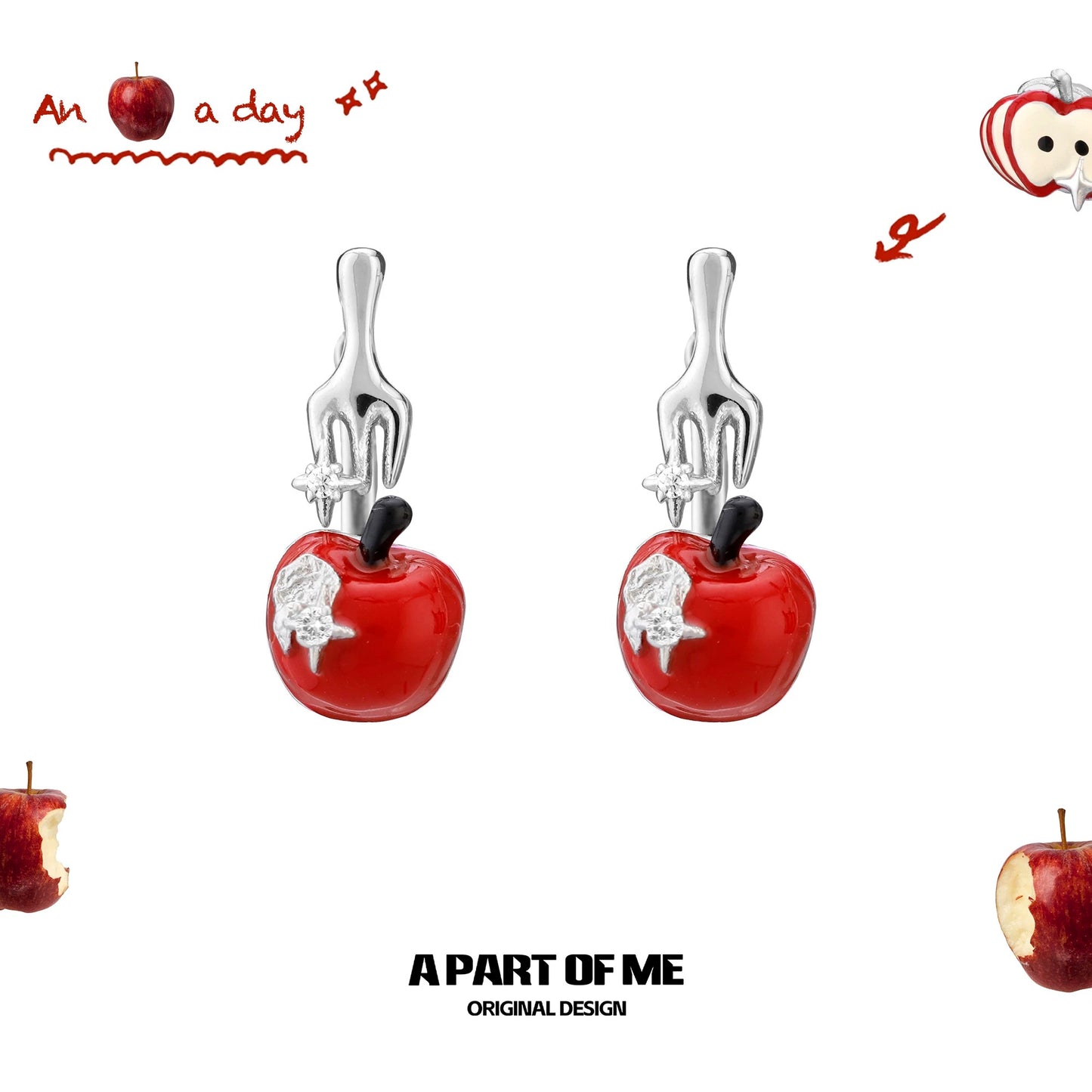 Apple Slice 18K Platinum Plating Stud Detachable Earrings