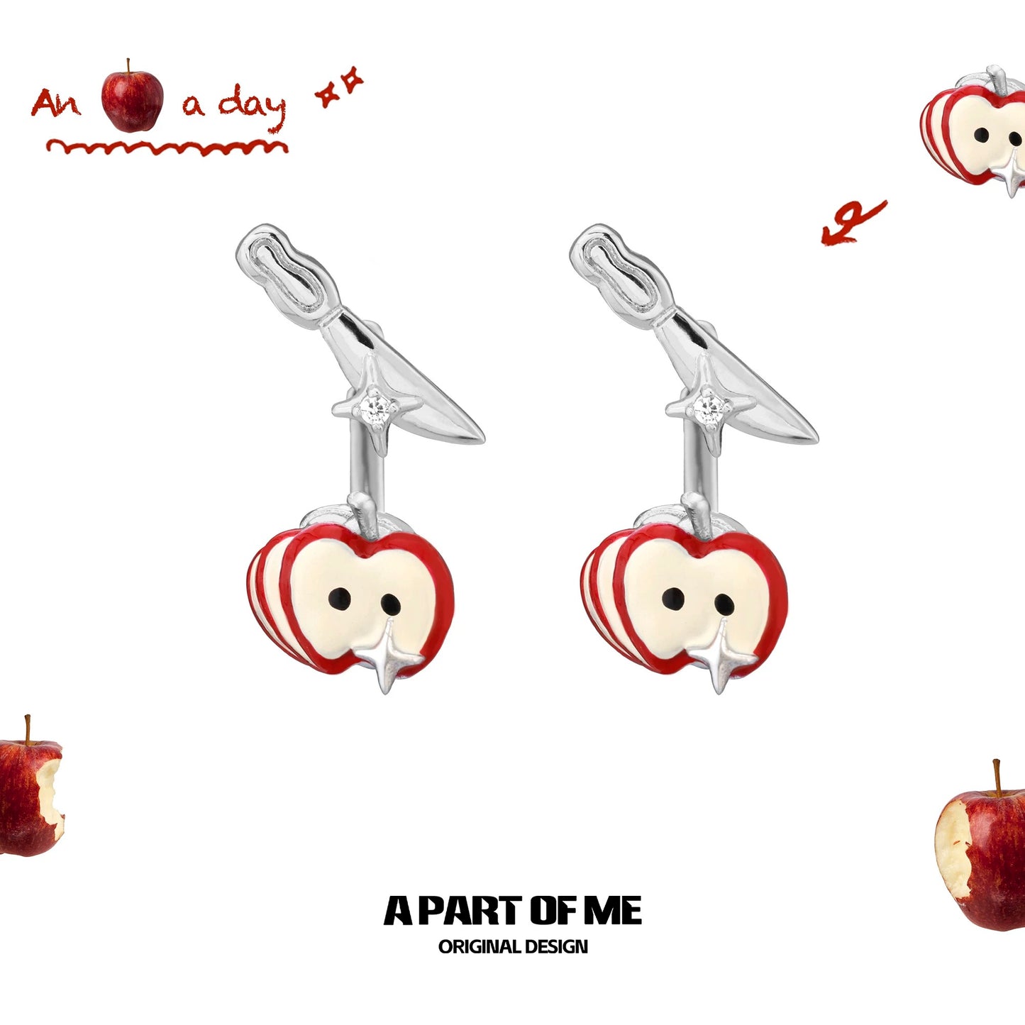 Apple Slice 18K Platinum Plating Stud Detachable Earrings