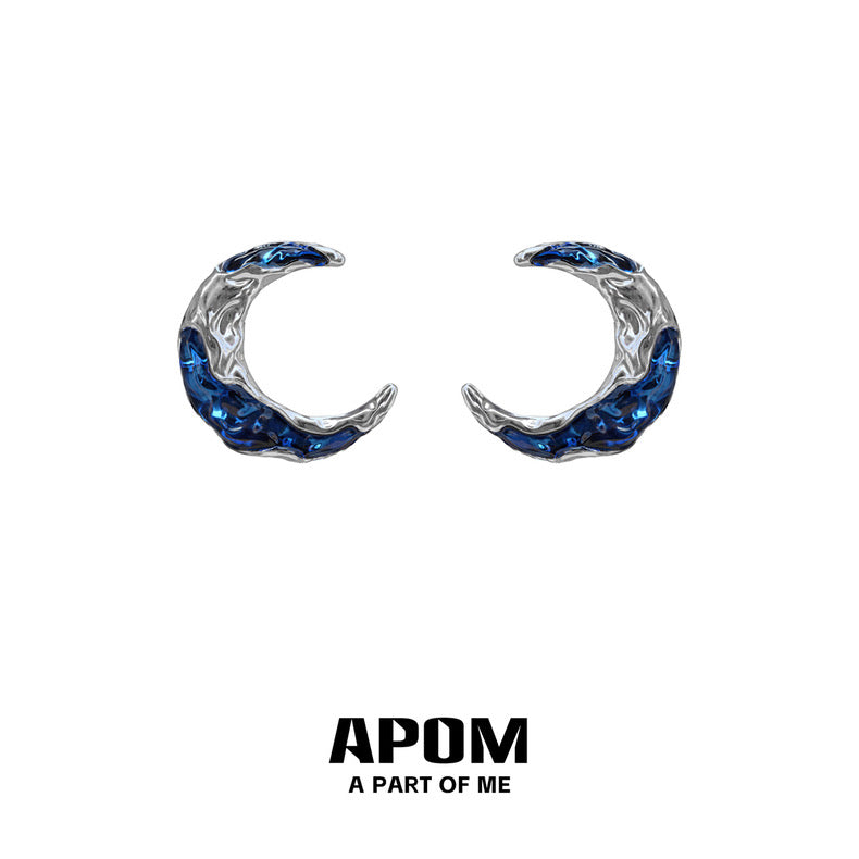 Blue Moon Collection 18K Platinum Plated Stud Earrings