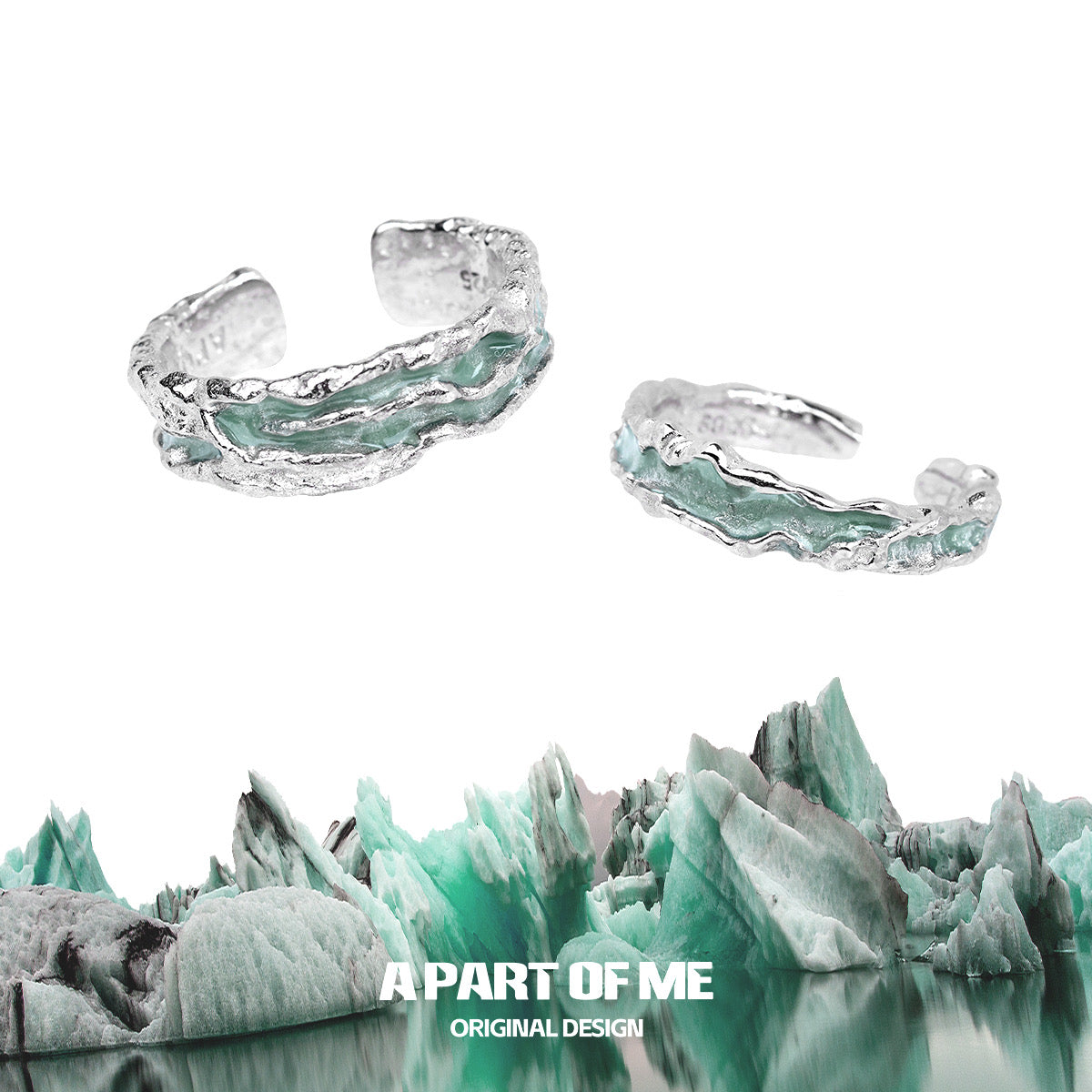 Mint Collection S925 Sterling Silver Couple Rings