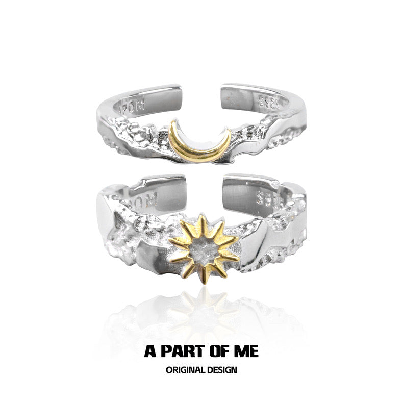 Sun & Moon S925 Sterling Silver Couple Rings
