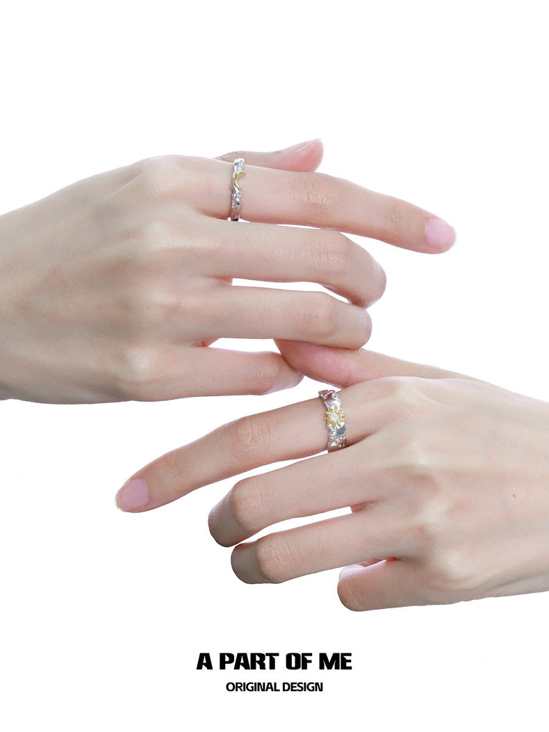 Sun & Moon S925 Sterling Silver Couple Rings