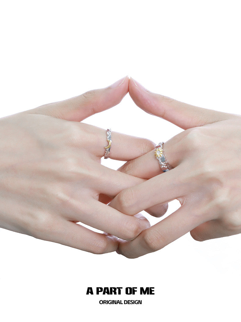 Sun & Moon S925 Sterling Silver Couple Rings