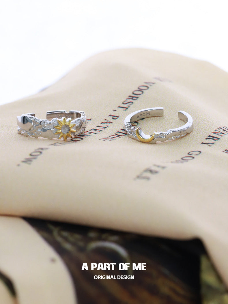 Sun & Moon S925 Sterling Silver Couple Rings