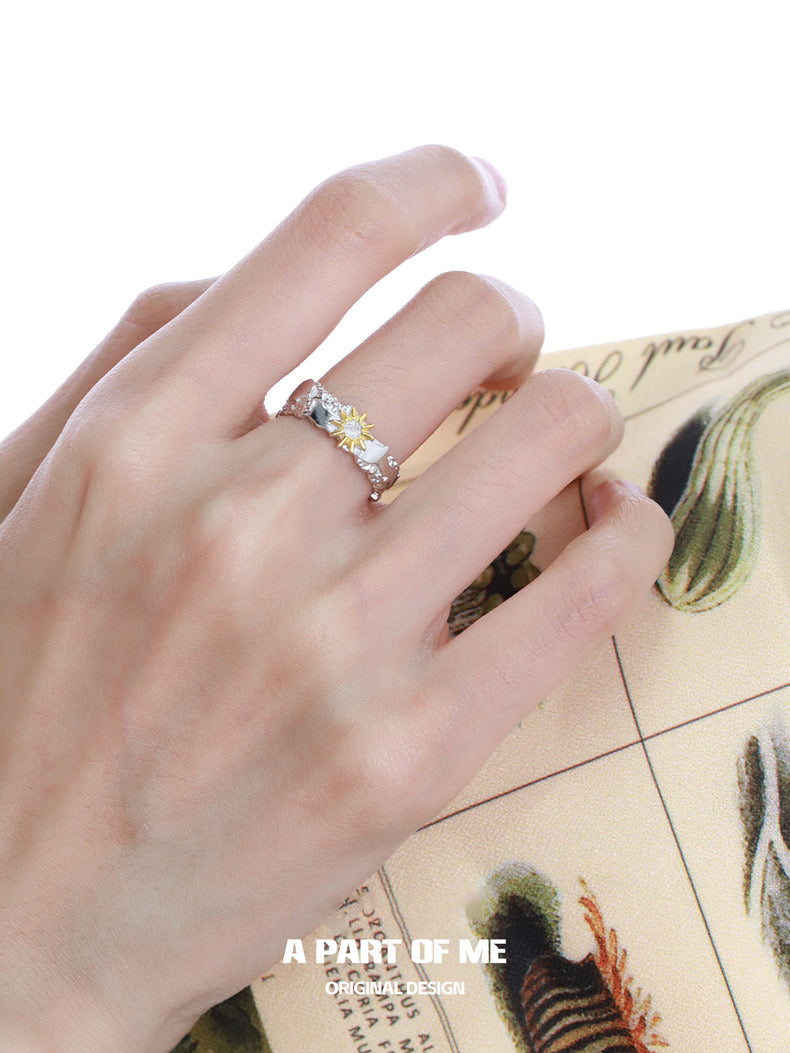 Sun & Moon S925 Sterling Silver Couple Rings