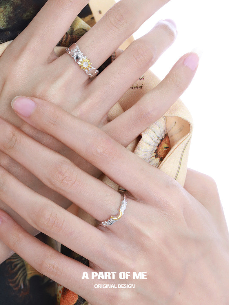 Sun & Moon S925 Sterling Silver Couple Rings