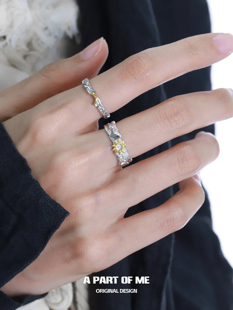 Sun & Moon S925 Sterling Silver Couple Rings