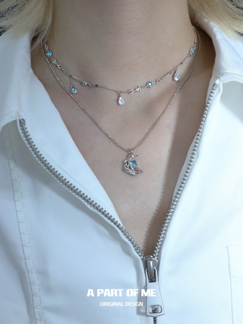 Moonlight Faust 18K Platinum Plating Moon Zircon Choker & Necklace