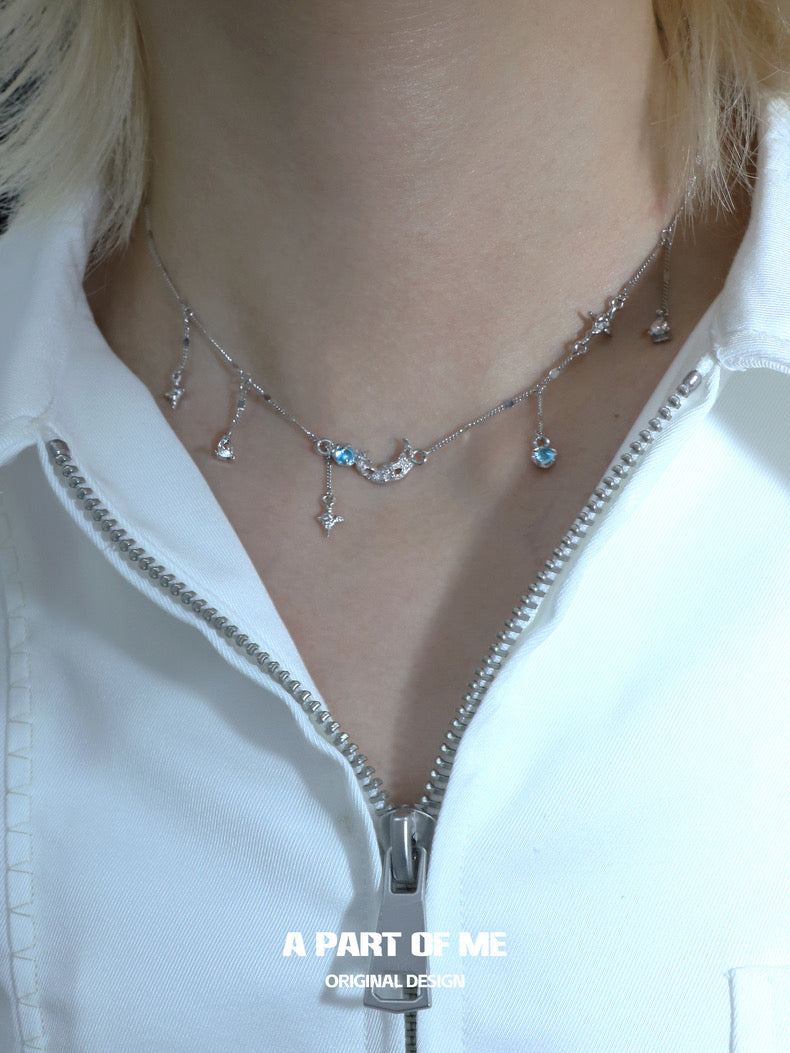 Moonlight Faust S925 Sterling Silver Moon Zircon Necklace