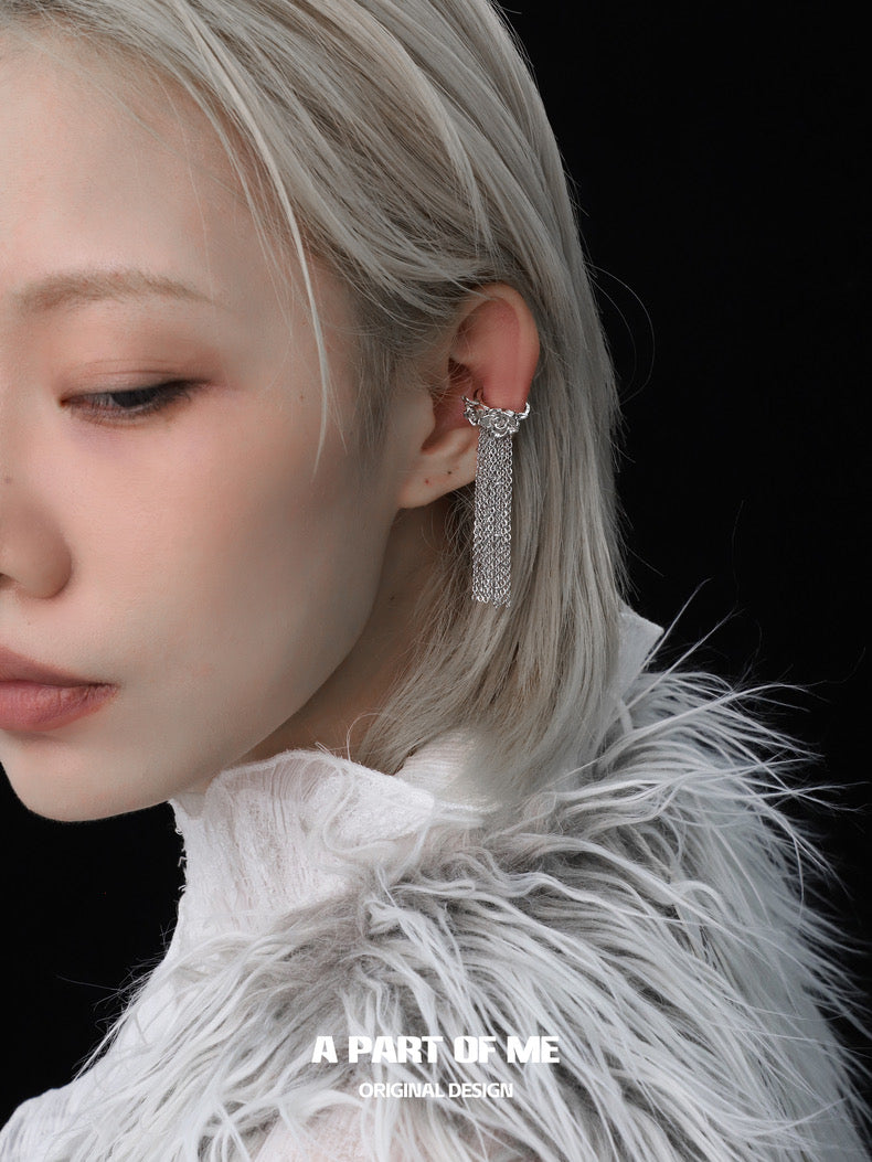 Aroma Series 18K Platinum Plating Rose Tassel Ear Cuffs