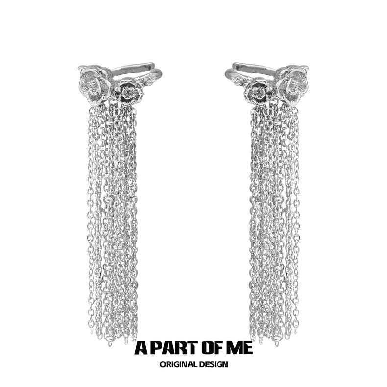 Aroma Series 18K Platinum Plating Rose Tassel Ear Cuffs