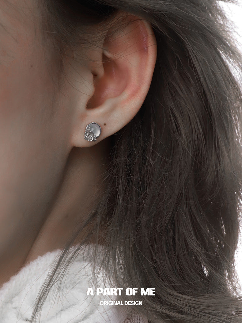Aroma Series S925 Sterling Silver Agate Stone Mini Earrings