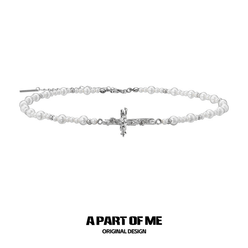 Rose on the Cross S925 Sterling Silver Choker & Double Layered Necklace