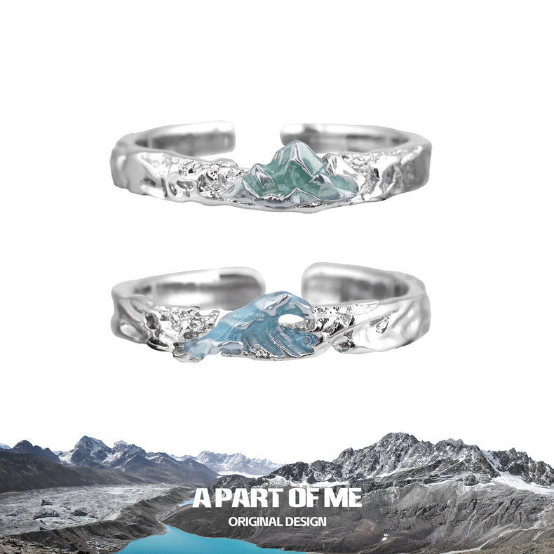 Mountain & Sea S925 Sterling Silver Couple Rings
