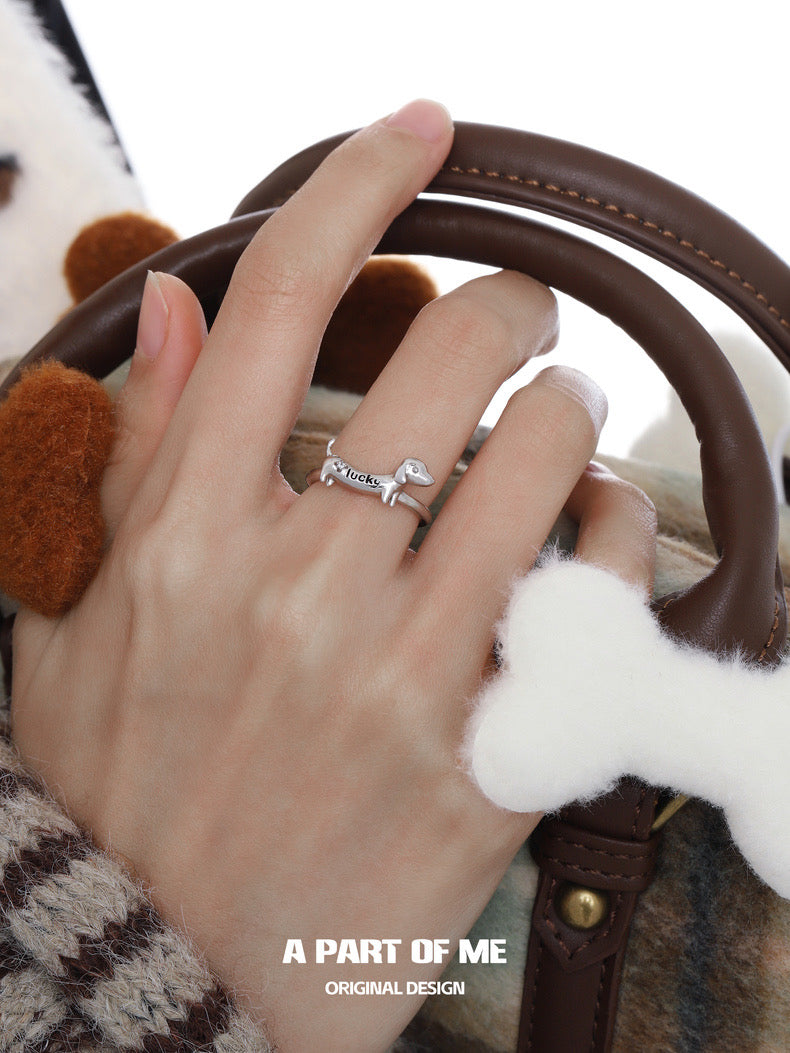 Lucky Dachshund S925 Sterling Silver Ring