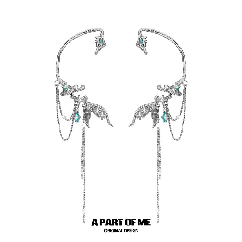 Mermaid Tale 18k Platinum Plating Fishtail Ear Wraps