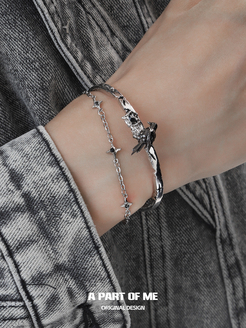 Crow Collection (Sylus's Version) 18K Platinum/Black Gold Plated Double Layered Bracelet