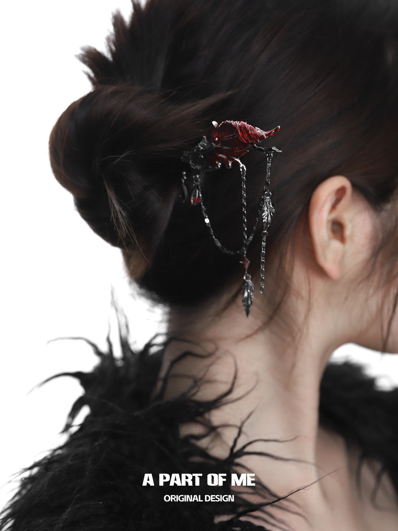 Crow Collection (Sylus's Version) 18K Black Gold Plated Feather Hairpin