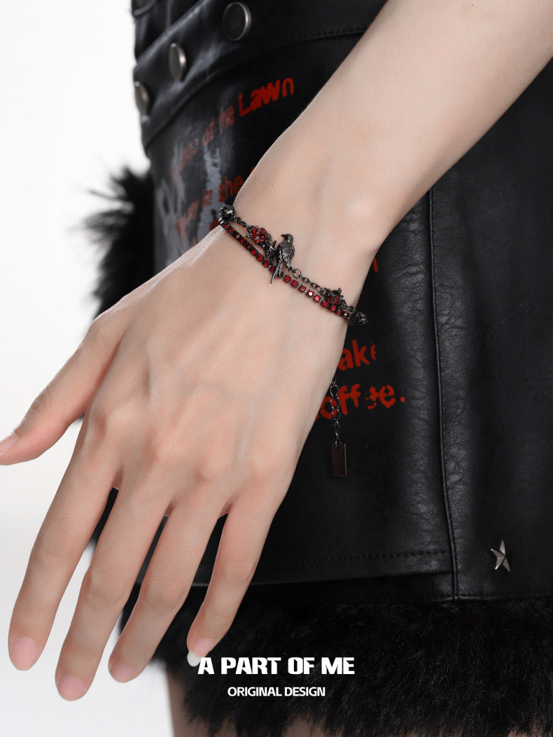 Crow Collection (Sylus's Version) Black Gold Plated Doule Layered Tennis Bracelet