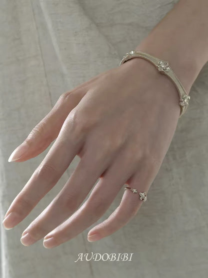 Champagne Gold Iris S925 Silver with Gold-plating Mini Pinky Size Ring Stack