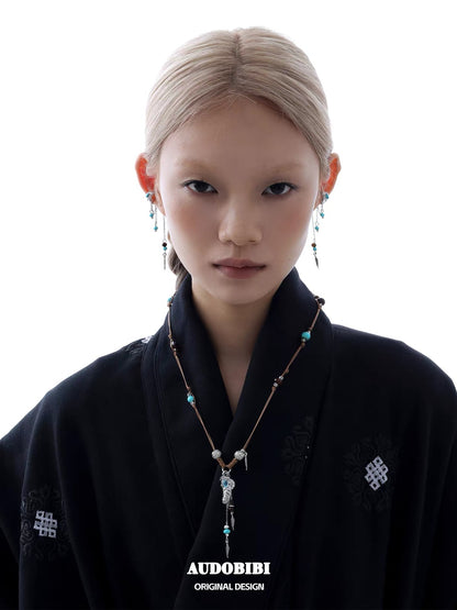 Plume Collection 18K Platinum Plating Turquoise Feather Earcuffs