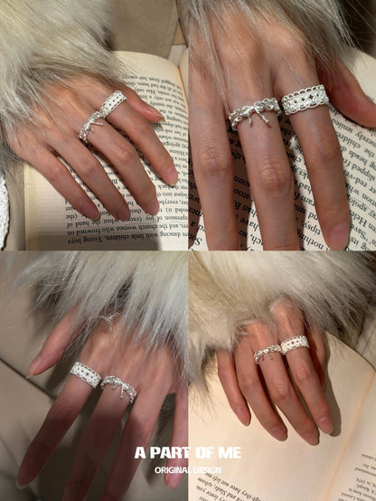 Dreaming in Lace 18K Platinum Plated S925 Silver Lace Ring