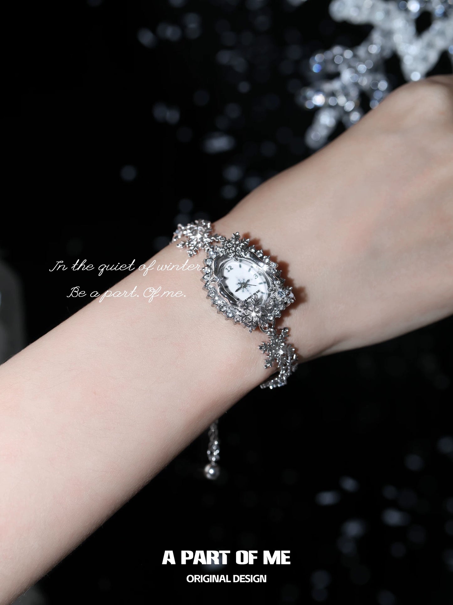 Snowflakes 18K Platinum Plating Slider Bracelet Watch