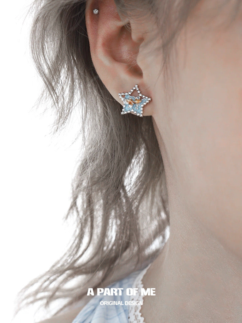 Dreamcore Goldfish 18K Platinum Plating Star Stud Earrings