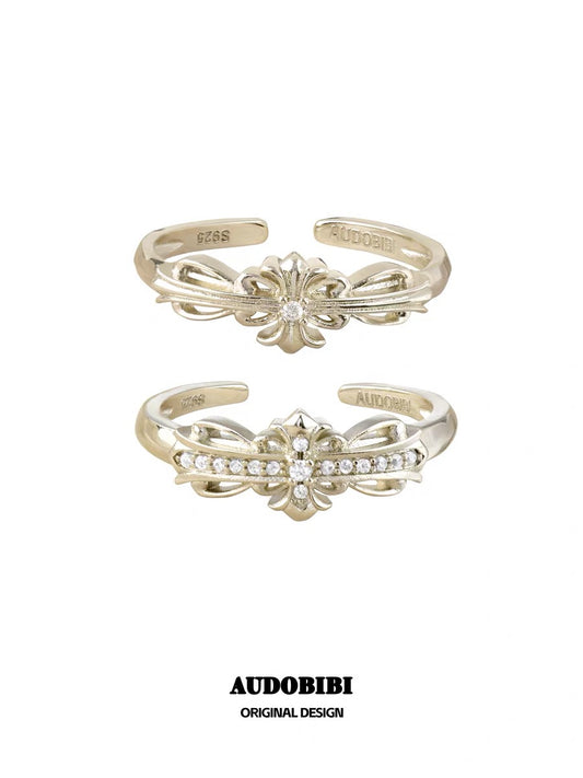 Champagne Gold Iris S925 Silver with Gold-plating Couple Ring