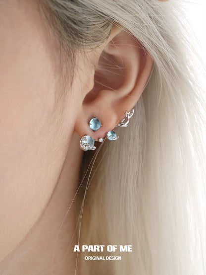 Mountain & Sea 18K Platinum Plating Glass Beads Detachable Earrings