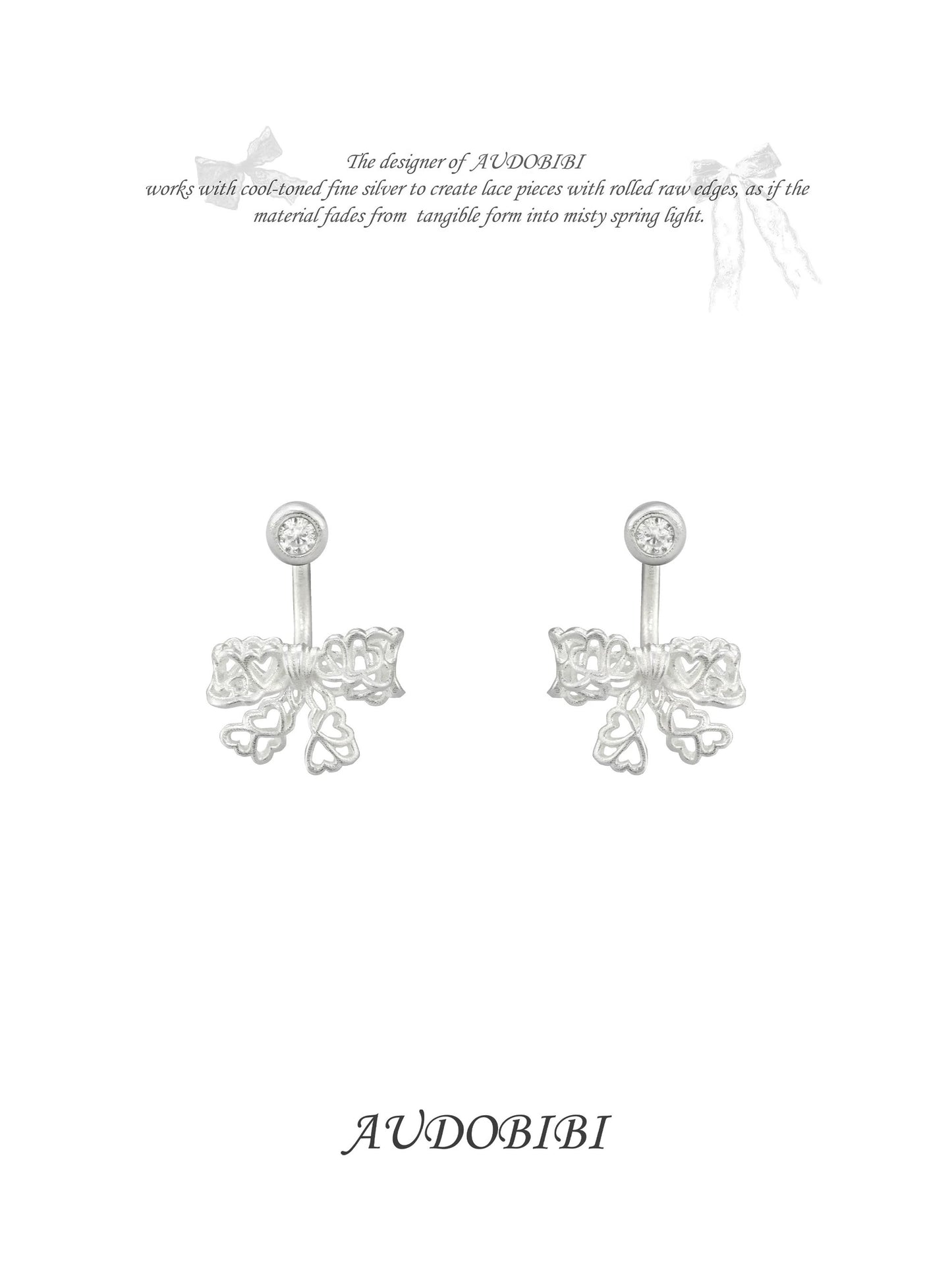Dreaming in Lace 18K Platinum Plating Ribbon Detachable Earrings (Ver.2)