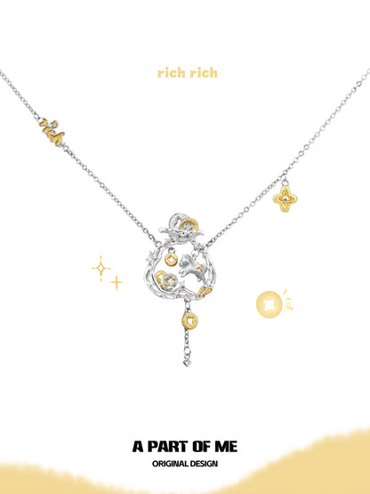 Year of the Horse 18K Platinum Plating Money Bag Necklace