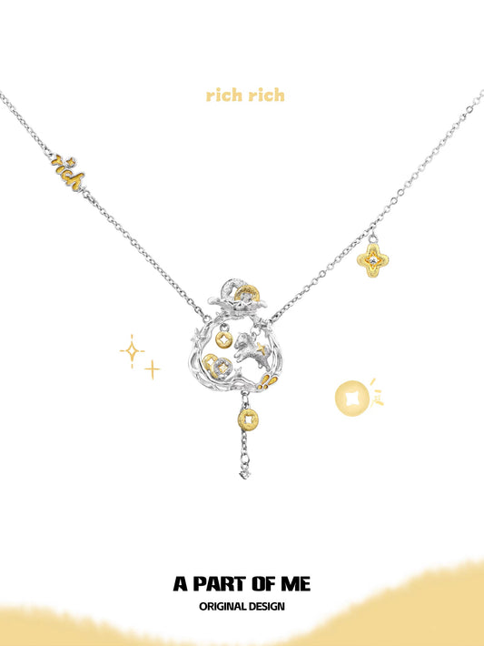 Year of the Horse 18K Platinum Plating Money Bag Necklace