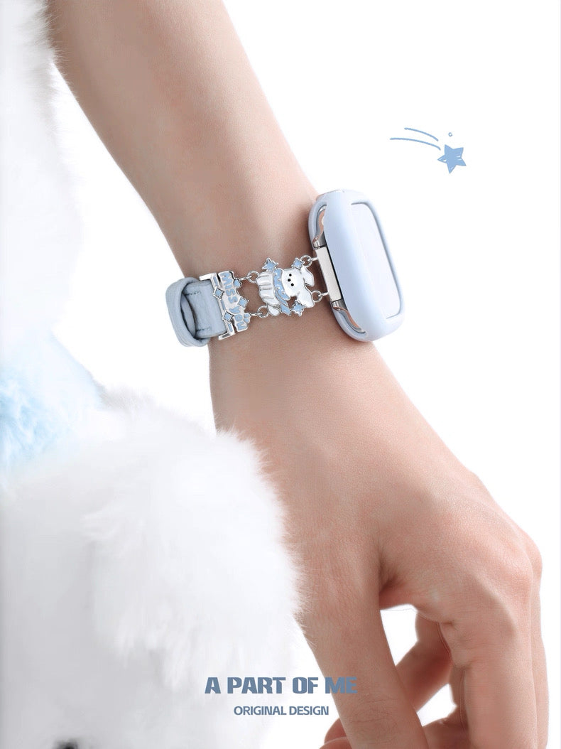 Black Cat & White Dog Leather Apple Watch iWatch Band