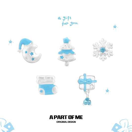 Snowflakes 18K Platinum Plating Winter Mini Stud Earrings Set